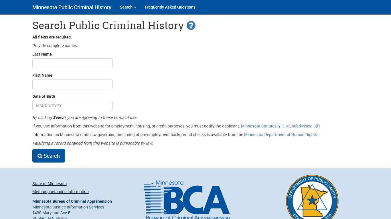Search Criminal History Offender - Minnesota Bureau of Criminal ...